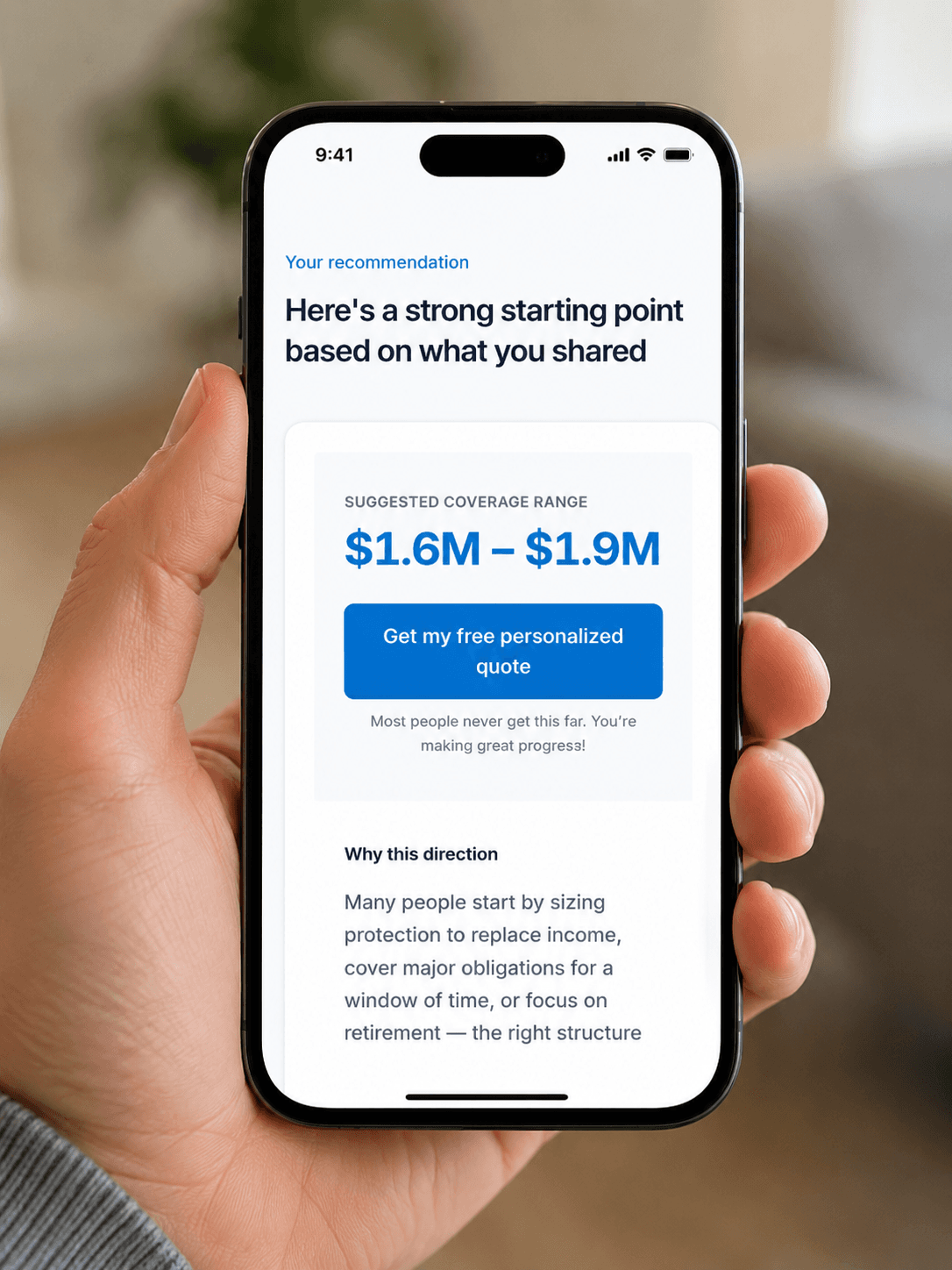 Essential Life online application on a mobile phone